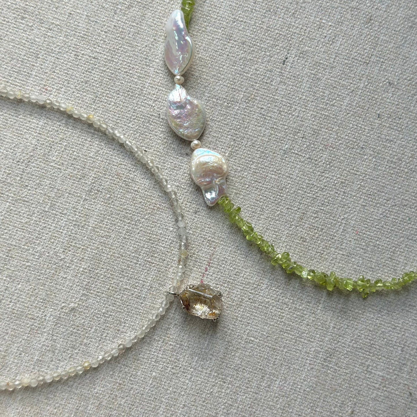 Peridot And Baroque Pearl Beaded Necklace