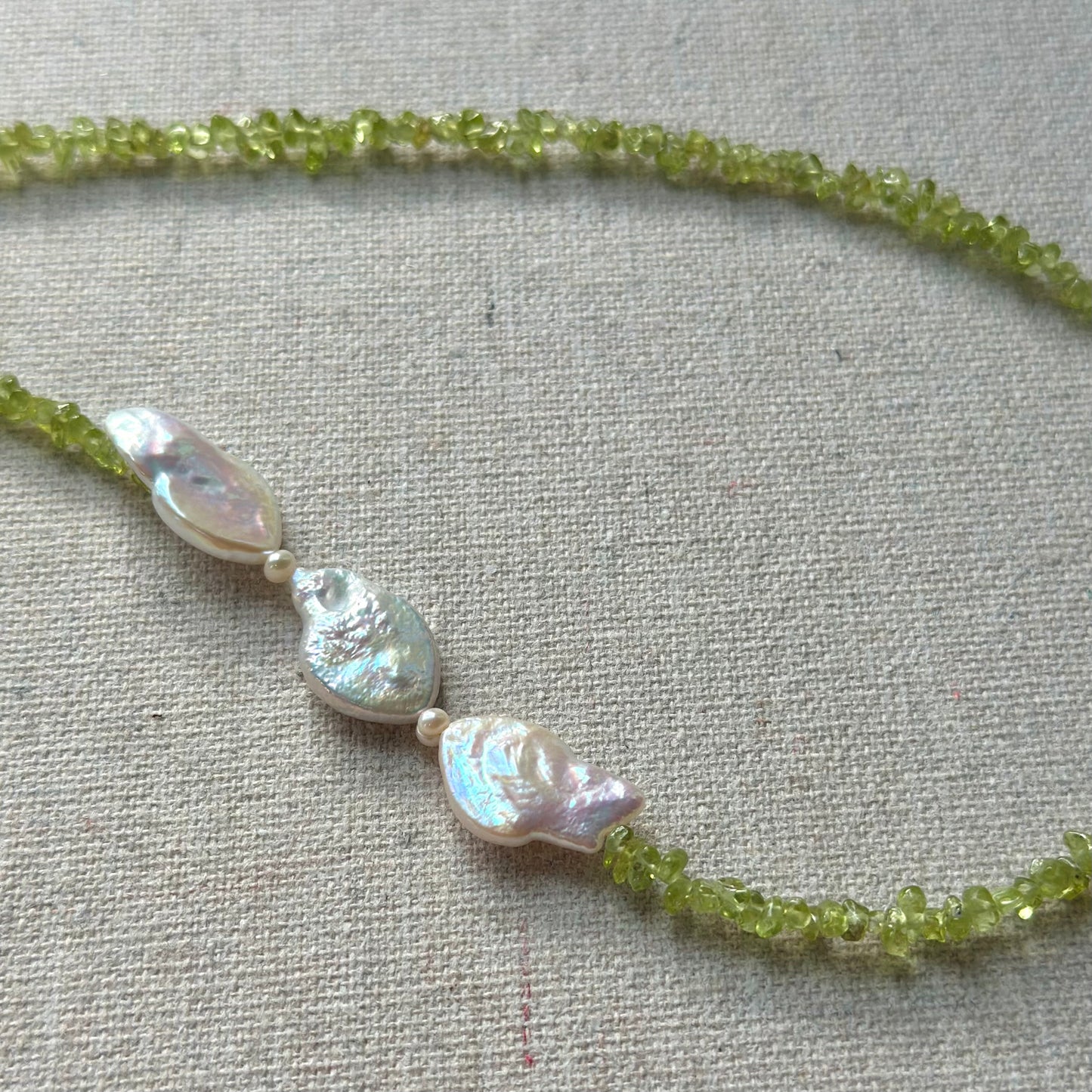 Peridot And Baroque Pearl Beaded Necklace