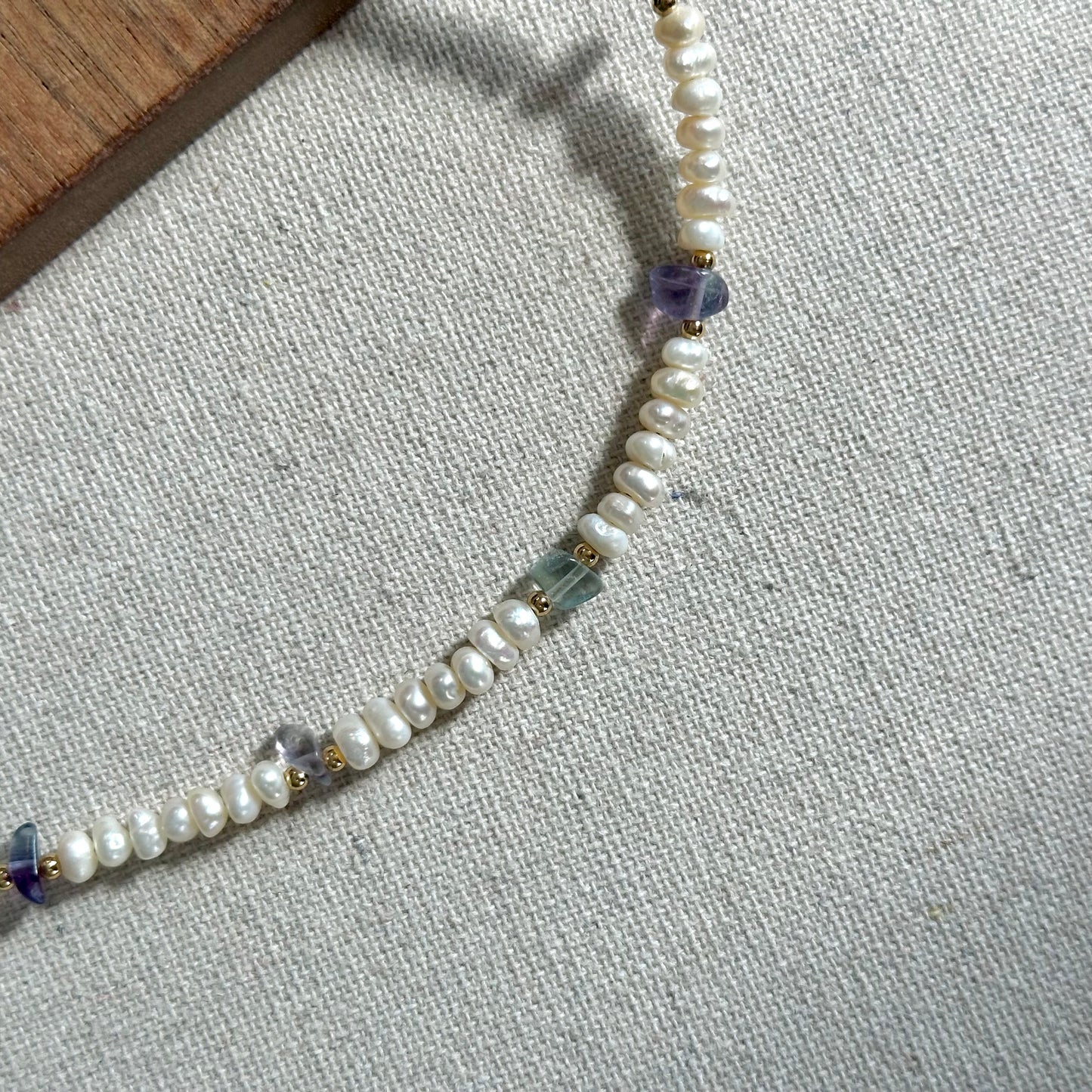 Freshwater Pearl And Fluorite Beaded Gold-plated Necklace