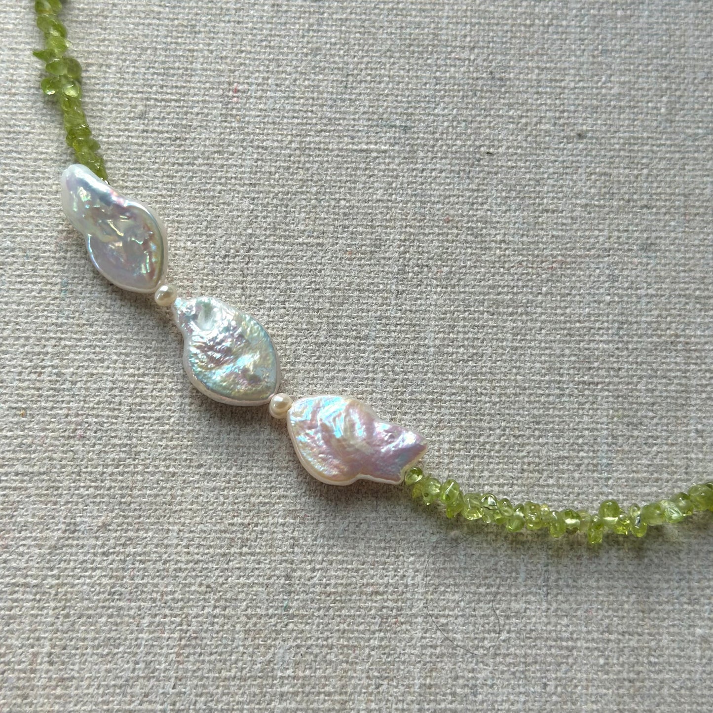 Peridot And Baroque Pearl Beaded Necklace
