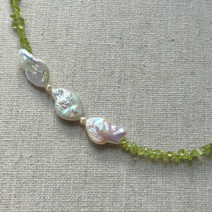Peridot And Baroque Pearl Beaded Necklace