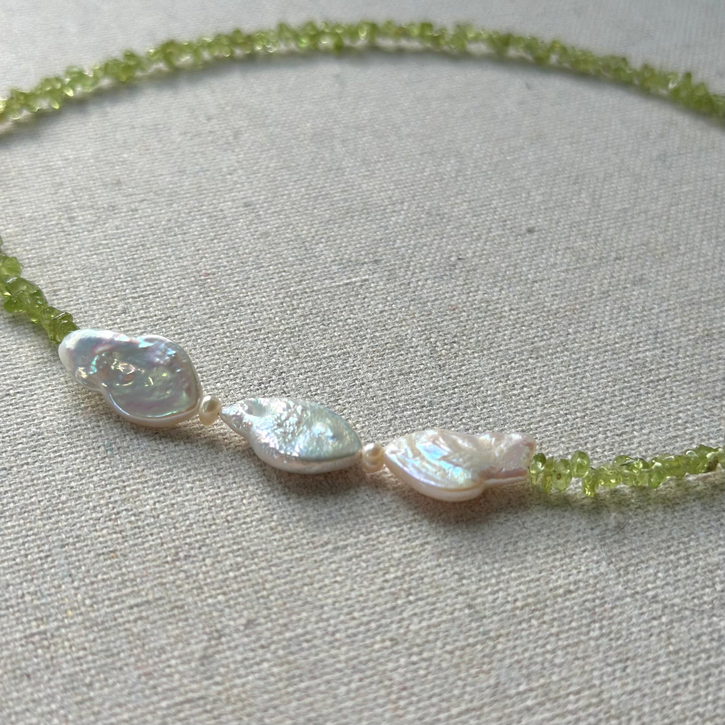 Peridot And Baroque Pearl Beaded Necklace