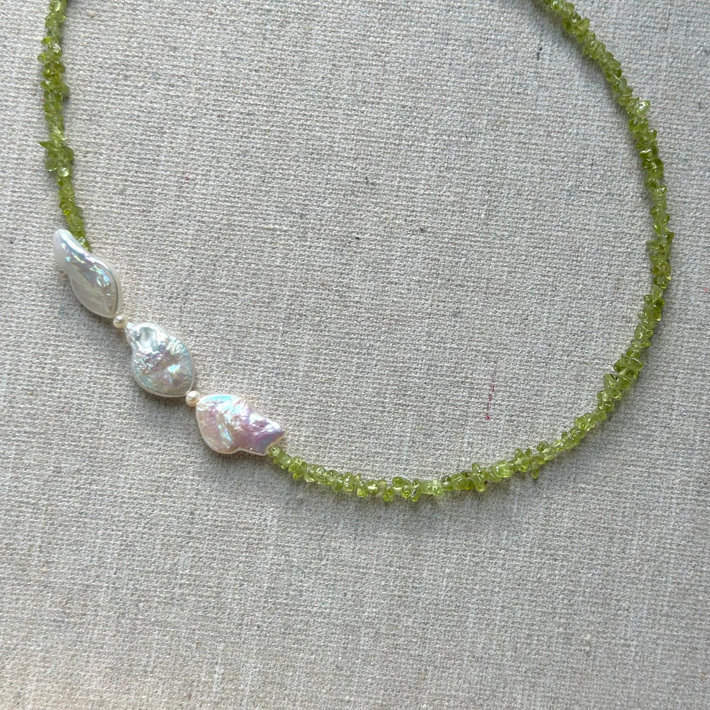Peridot And Baroque Pearl Beaded Necklace