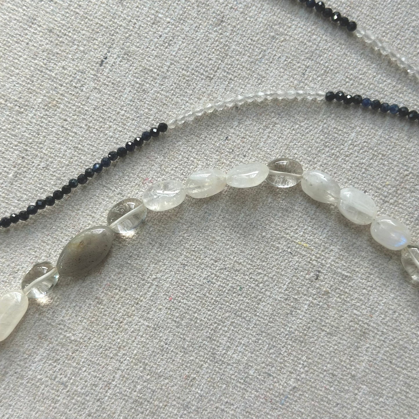 Labradorite Mixed Moonstone And Lemon Quartz Beaded Necklace
