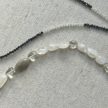 Labradorite Mixed Moonstone And Lemon Quartz Beaded Necklace