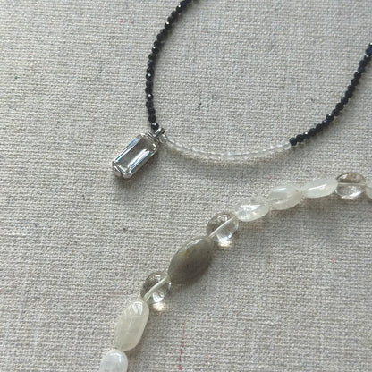 Labradorite Mixed Moonstone And Lemon Quartz Beaded Necklace