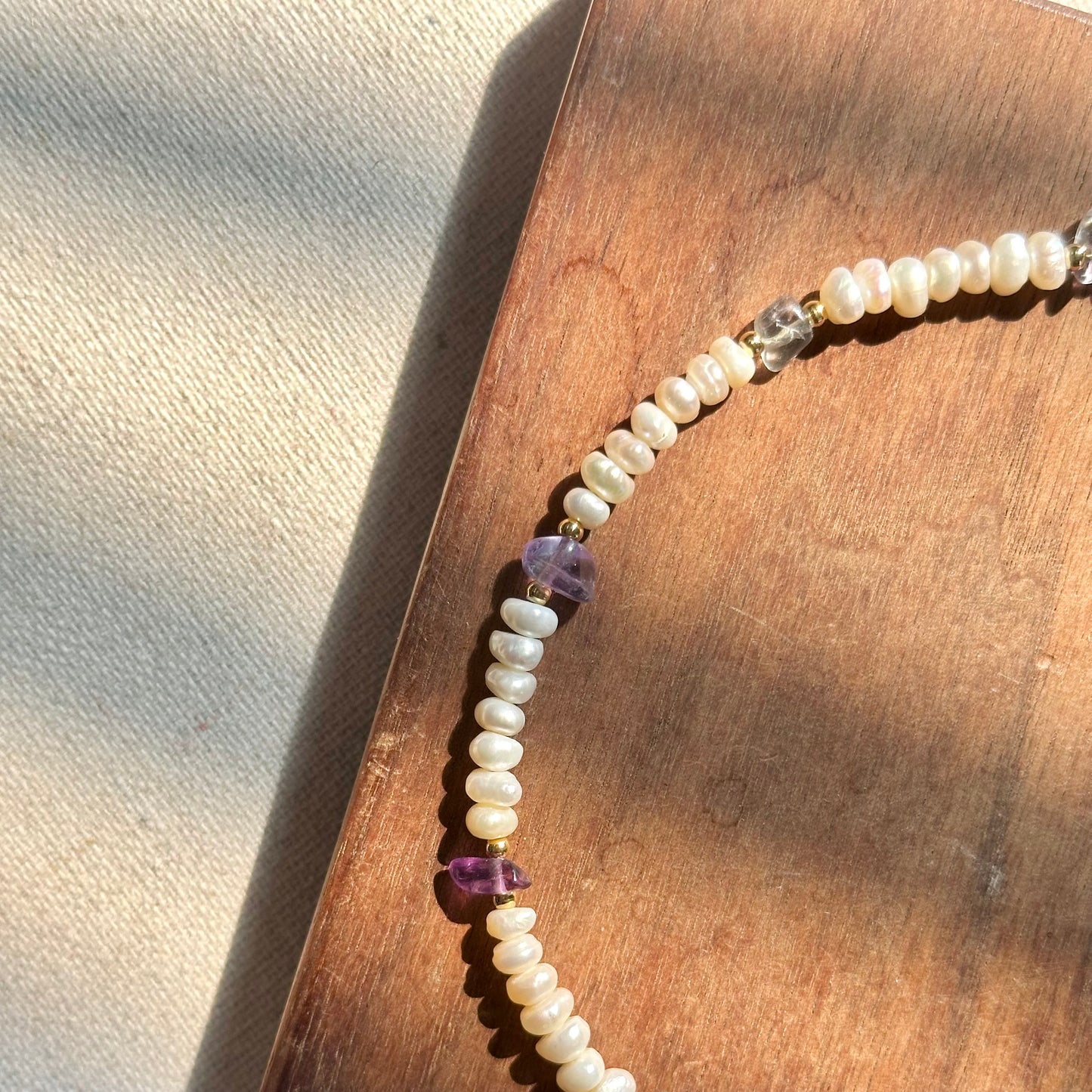 Freshwater Pearl And Fluorite Beaded Gold-plated Necklace