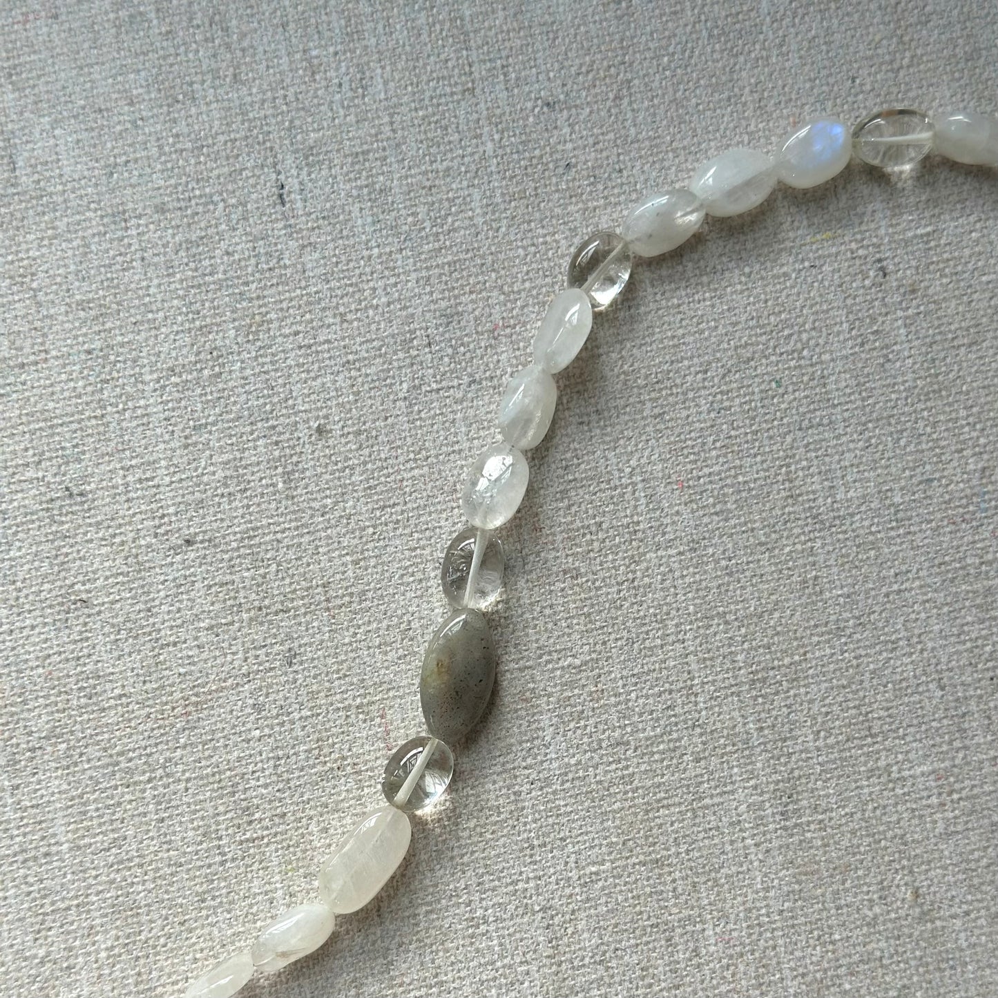 Labradorite Mixed Moonstone And Lemon Quartz Beaded Necklace