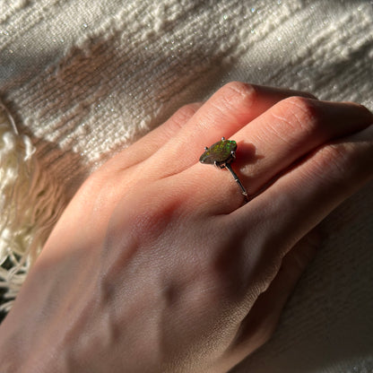 CHRISTMAS SET (2 ITEMS) Ammolite Sterling Silver Long Necklace & Ring