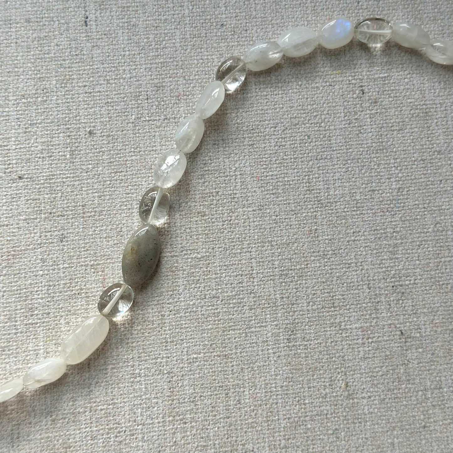 Labradorite Mixed Moonstone And Lemon Quartz Beaded Necklace