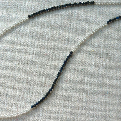 Sapphire Beaded And Clear Quartz Necklace