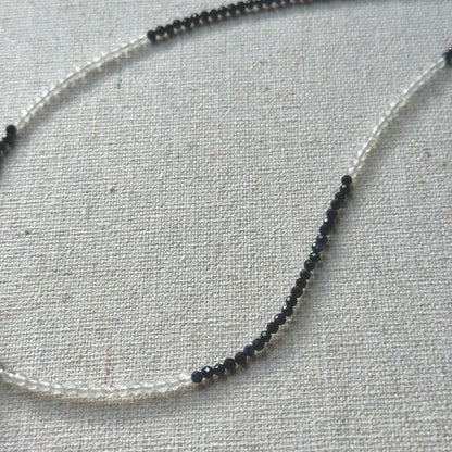 Sapphire Beaded And Clear Quartz Necklace