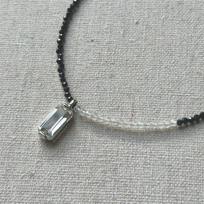 Sapphire Beaded And Clear Quartz Necklace