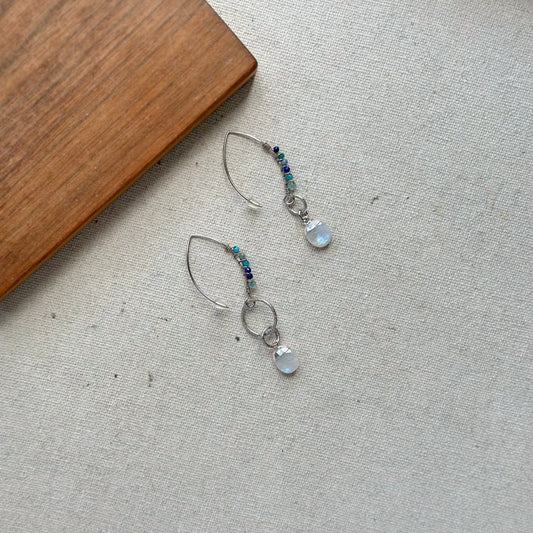 Moonstone And Apatite Sterling Silver Earring