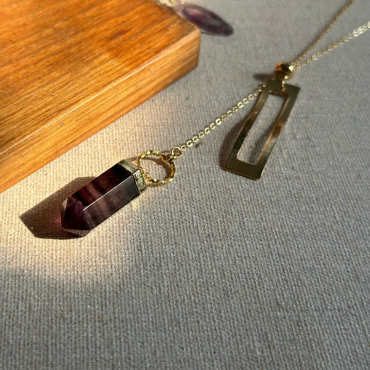 CHRISTMAS SET (2 ITEMS) Fluorite Gold-plated Long Necklace & Earring