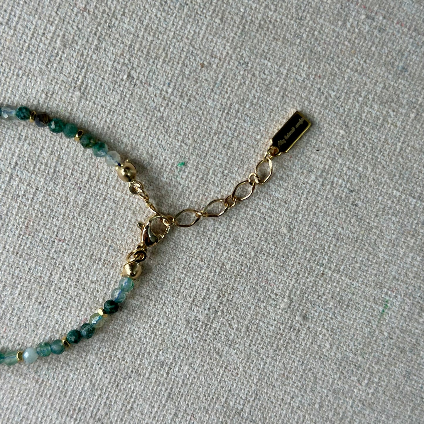 CHRISTMAS SET (2 ITEMS) Green Moss Agate Beaded Bracelet & Diopside Ear Stud