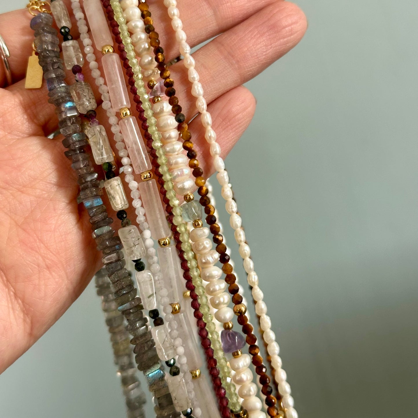 Black Rutilated Quartz And Ruby Zoisite Beaded Necklace