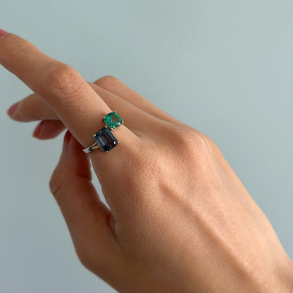 Green And Blue Topaz Sterling Silver Ring