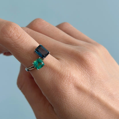 Green And Blue Topaz Sterling Silver Ring