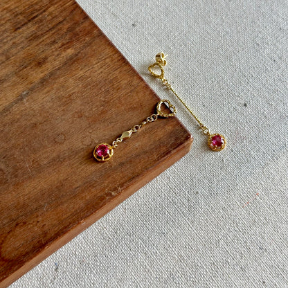 Pink Topaz And Heart Stud Gold-plated Earring