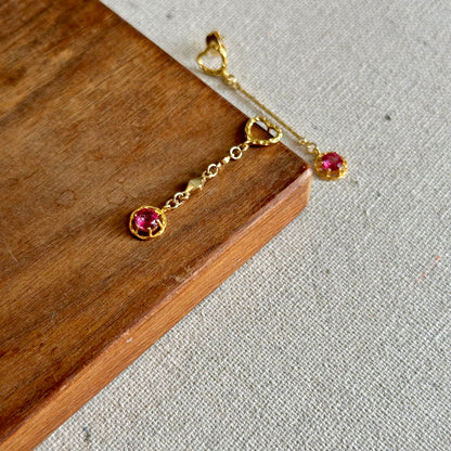 Pink Topaz And Heart Stud Gold-plated Earring