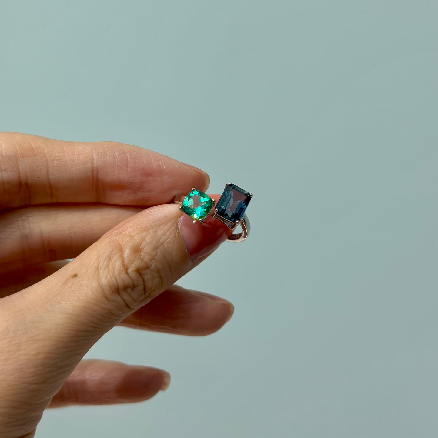 Green And Blue Topaz Sterling Silver Ring