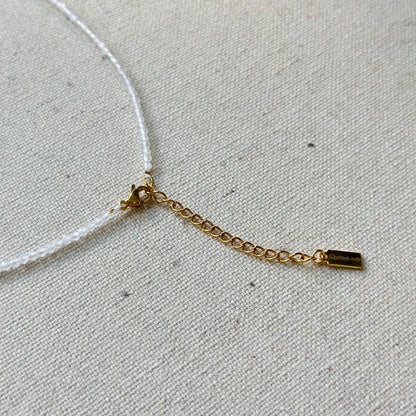 Moonstone Beaded Bow Double Layer Necklace