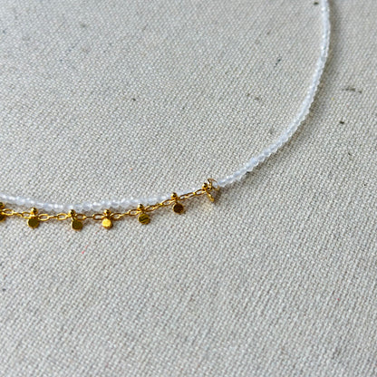 Moonstone Beaded Bow Double Layer Necklace