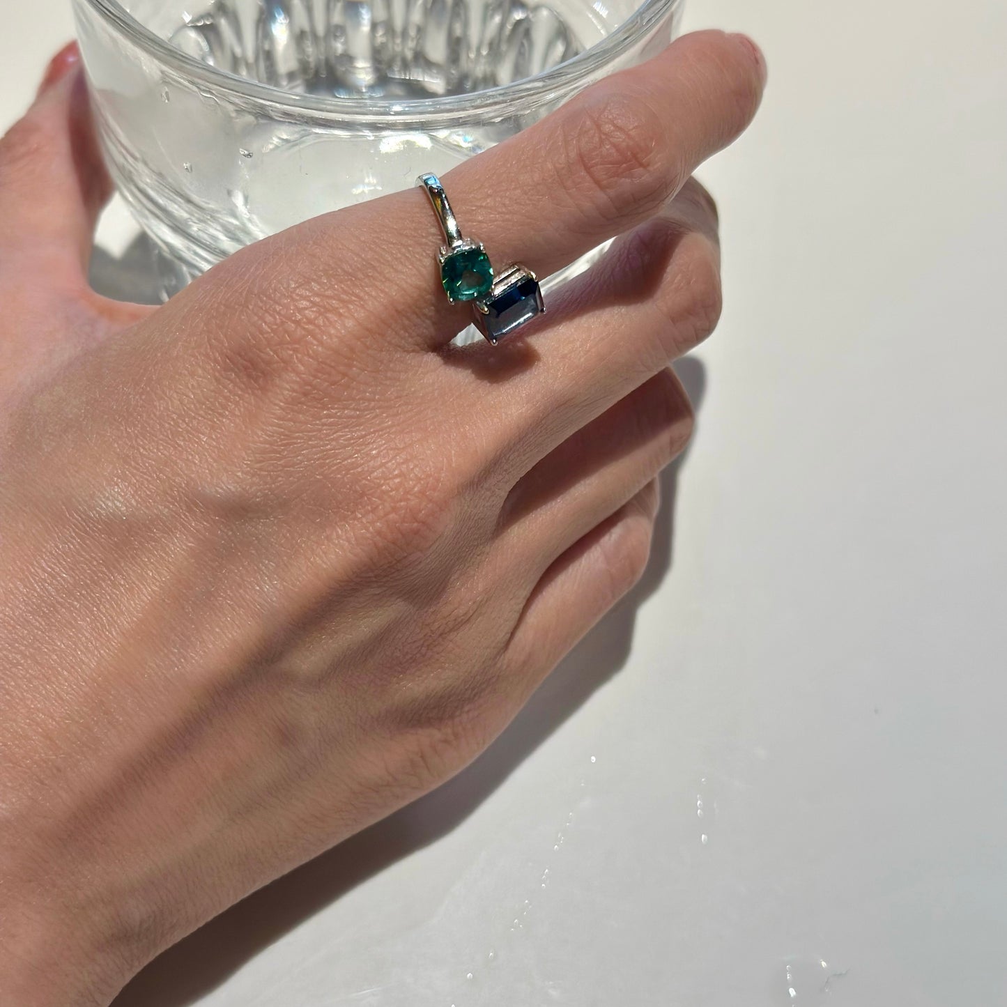 Green And Blue Topaz Sterling Silver Ring