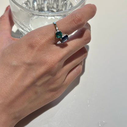 Green And Blue Topaz Sterling Silver Ring