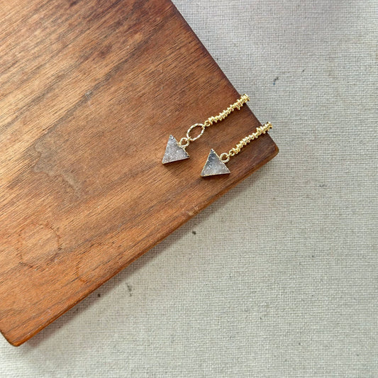 Druzy Triangle Gold-plated Earring