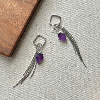 Multi-way Amethyst Sterling Silver Ear Hoop