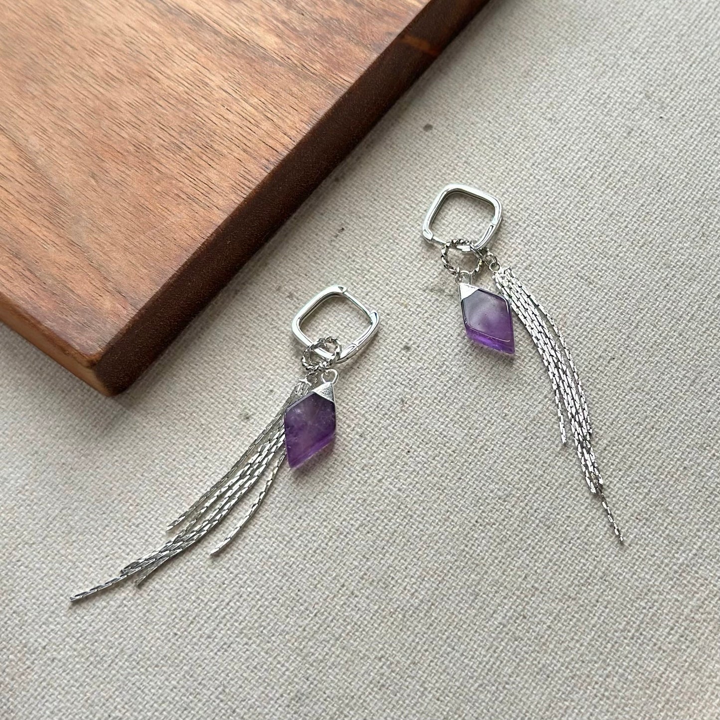 Multi-way Amethyst Sterling Silver Ear Hoop