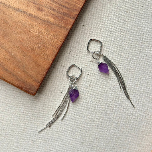 Multi-way Amethyst Sterling Silver Ear Hoop