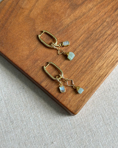 Moonstone And Druzy Multi-way Gold-plated Ear Hoop