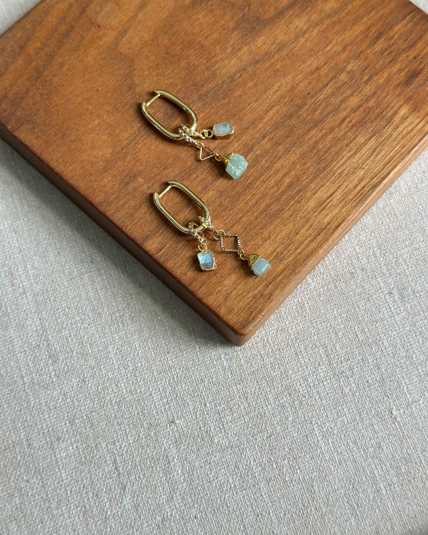 Moonstone And Druzy Multi-way Gold-plated Ear Hoop