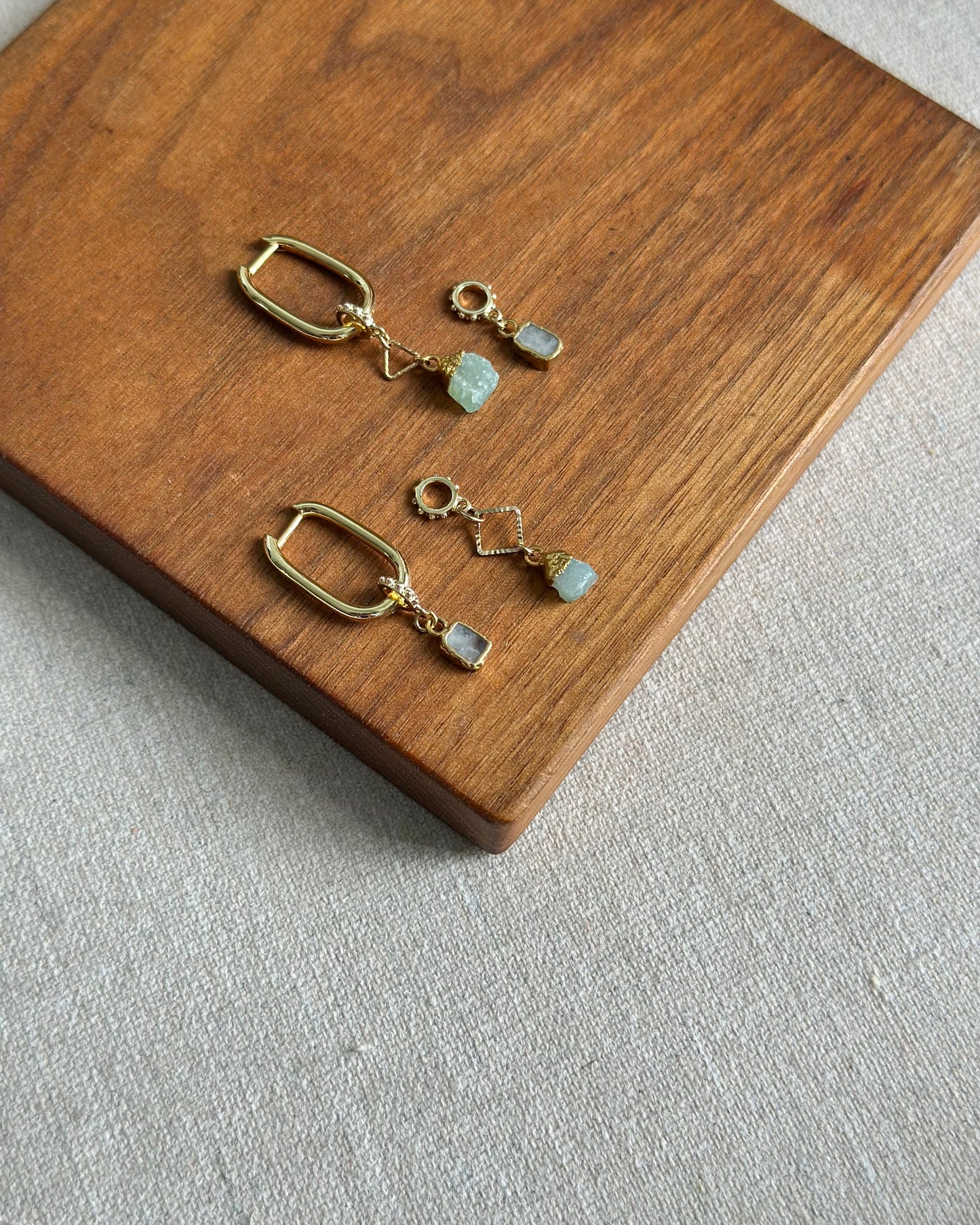 Moonstone And Druzy Multi-way Gold-plated Ear Hoop