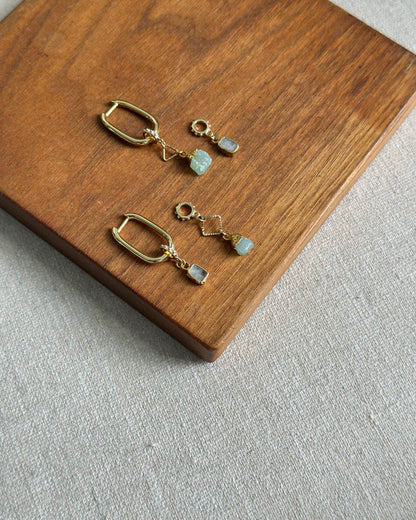 Moonstone And Druzy Multi-way Gold-plated Ear Hoop