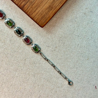 Tourmaline Clip Chain Sterling Silver Bracelet