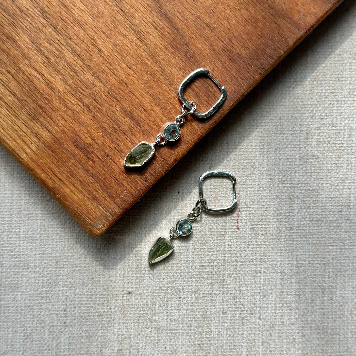 Meteorite And Topaz Two-way Sterling Silver Ear Hoop