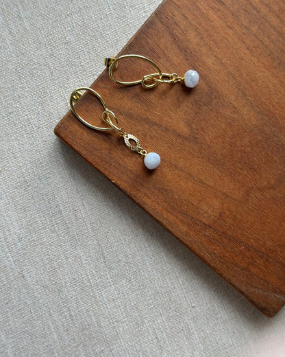 Blue Lace Agate Knots Gold-plated Ear Stud