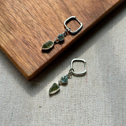 Meteorite And Topaz Two-way Sterling Silver Ear Hoop