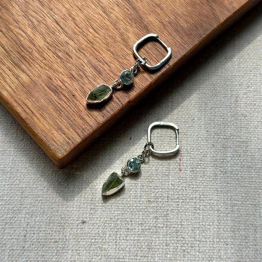 Meteorite And Topaz Two-way Sterling Silver Ear Hoop