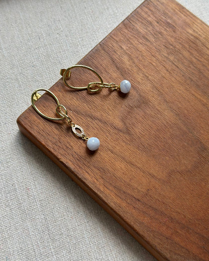 Blue Lace Agate Knots Gold-plated Ear Stud