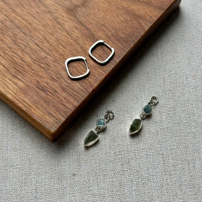 Meteorite And Topaz Two-way Sterling Silver Ear Hoop