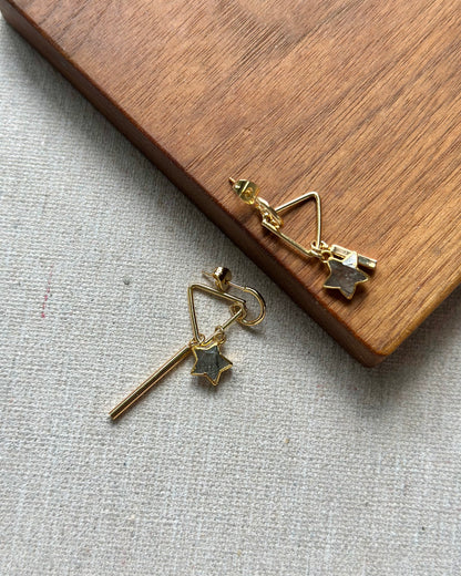 Black Rutilated Quartz Star Gold-plated Earring