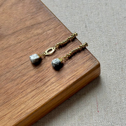 Dendritic Agate Textured Gold-plated Earring