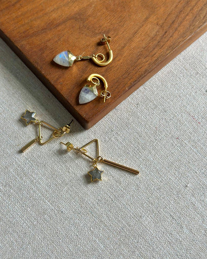Black Rutilated Quartz Star Gold-plated Earring