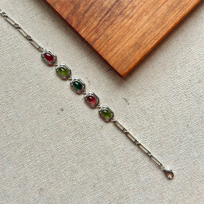 Tourmaline Clip Chain Sterling Silver Bracelet