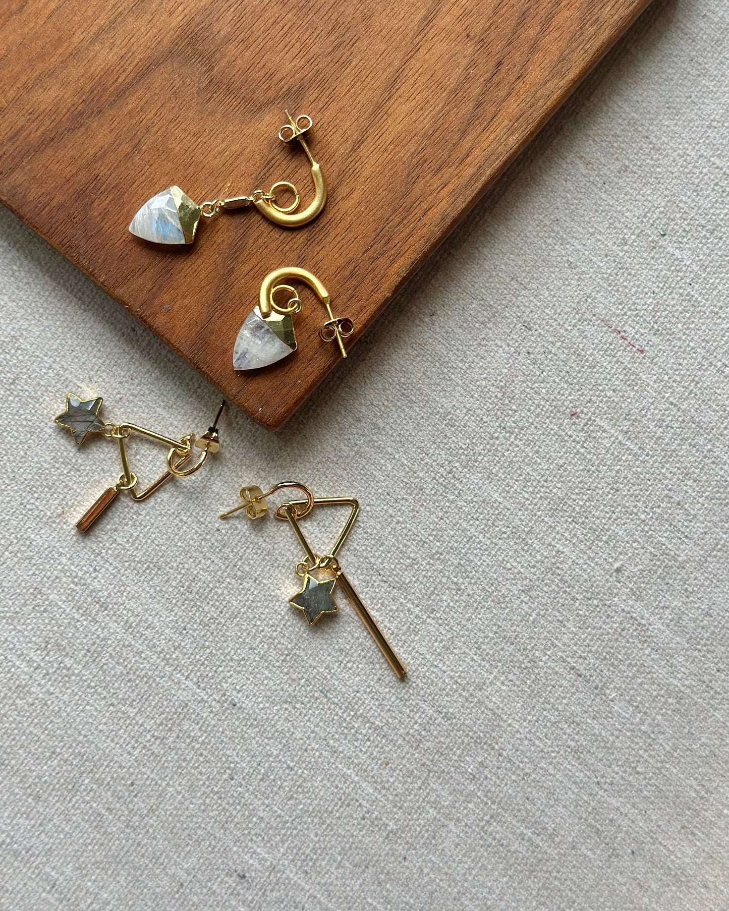 Black Rutilated Quartz Star Gold-plated Earring